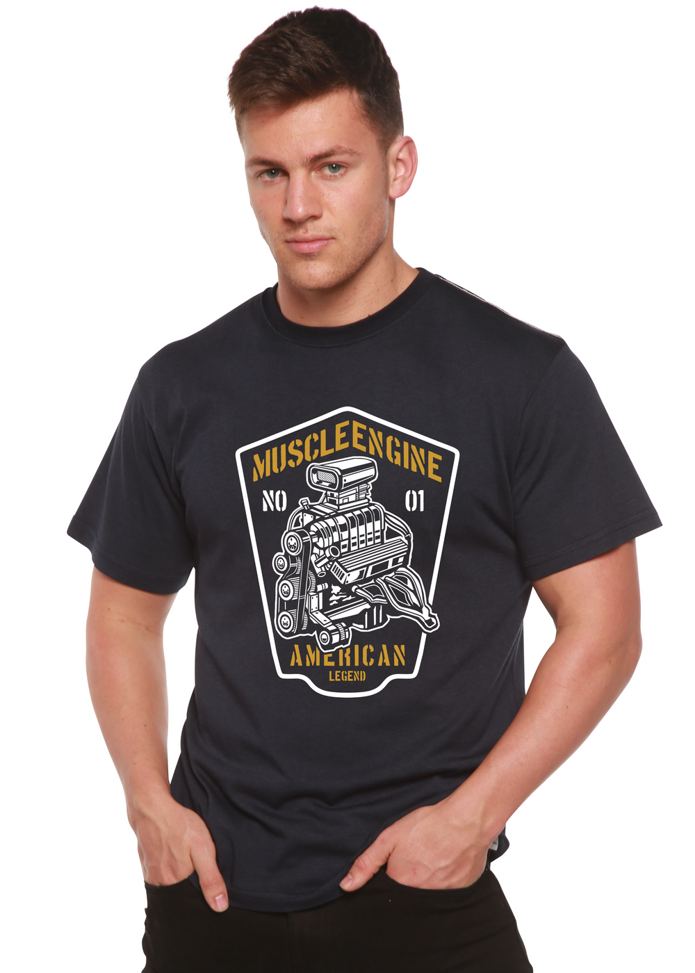 Muscle Engine men's bamboo tshirt navy blue