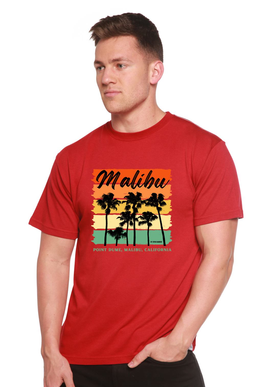  Malibu Unisex Graphic Bamboo T-Shirt pompeian red