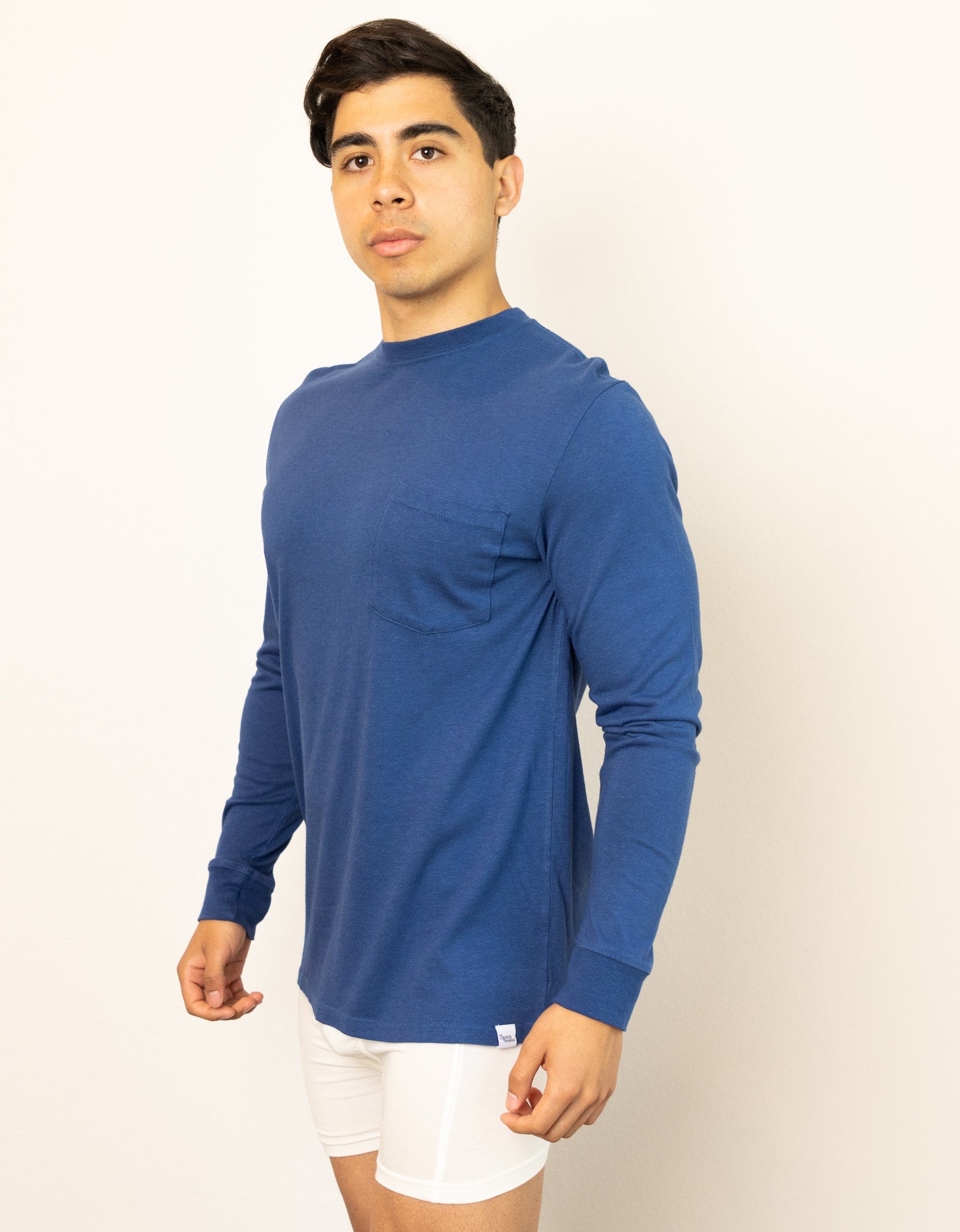 Men's Bamboo Viscose Long-Sleeve Pocket T-Shirt – True Navy – Spun