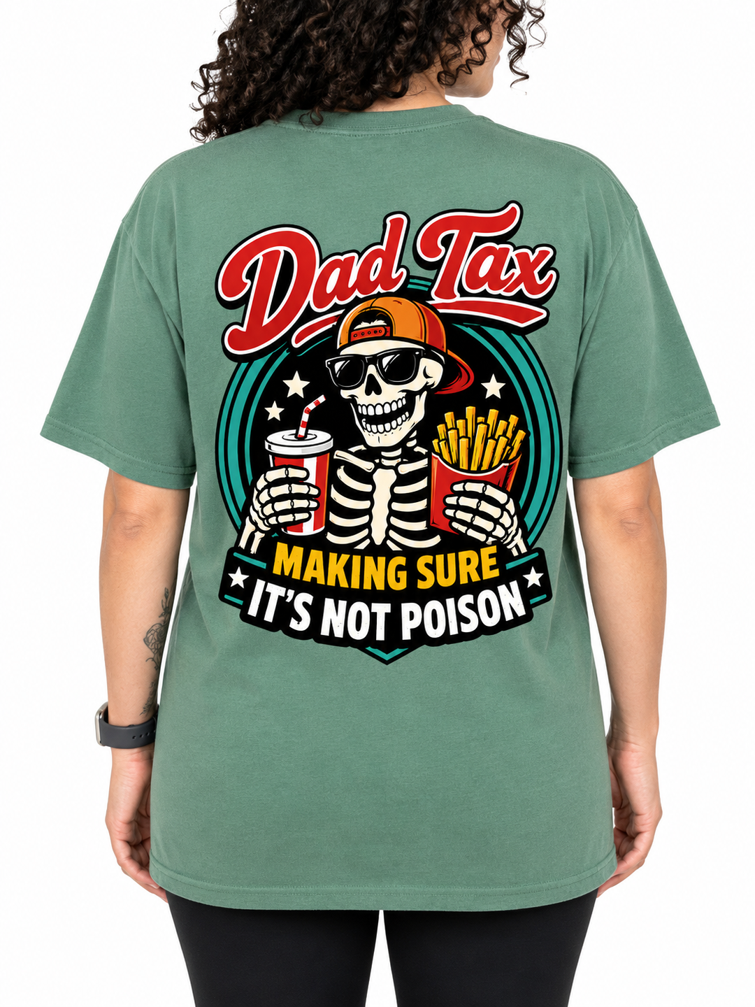 Dad Tax Skeleton Fast Food Unisex Bamboo/Cotton Graphic T-Shirt