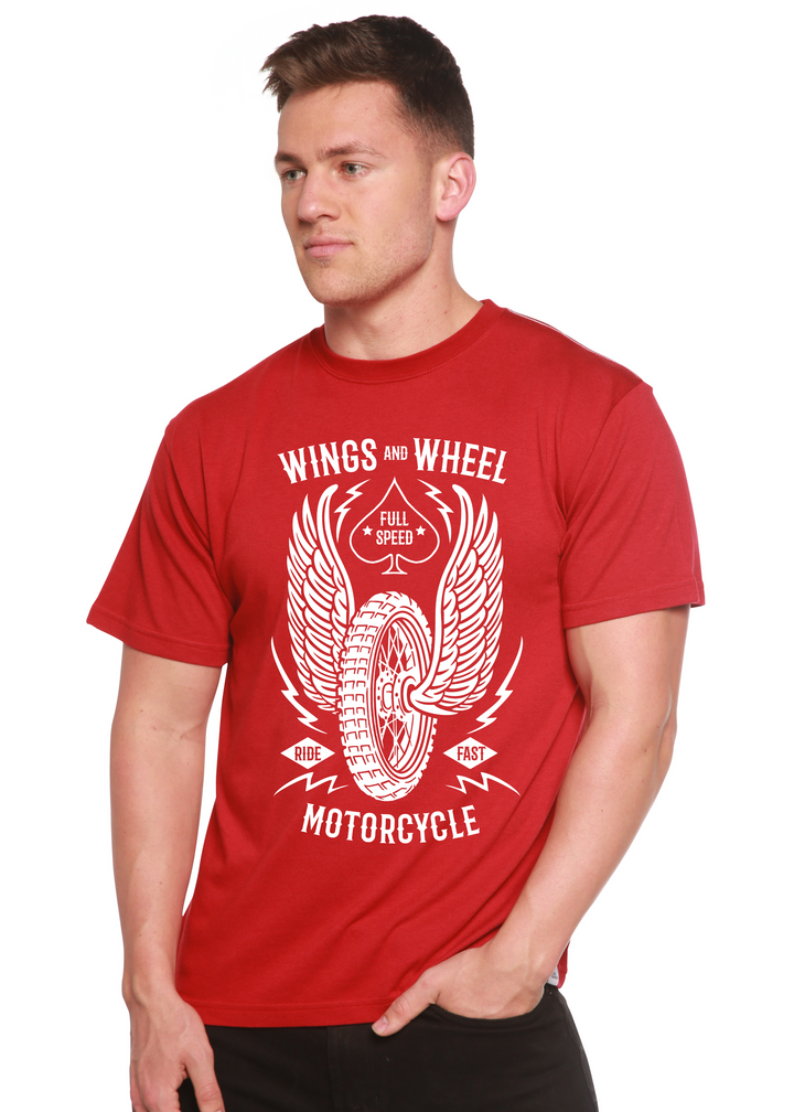 Wings And Wheel men's bamboo tshirt pompeian red