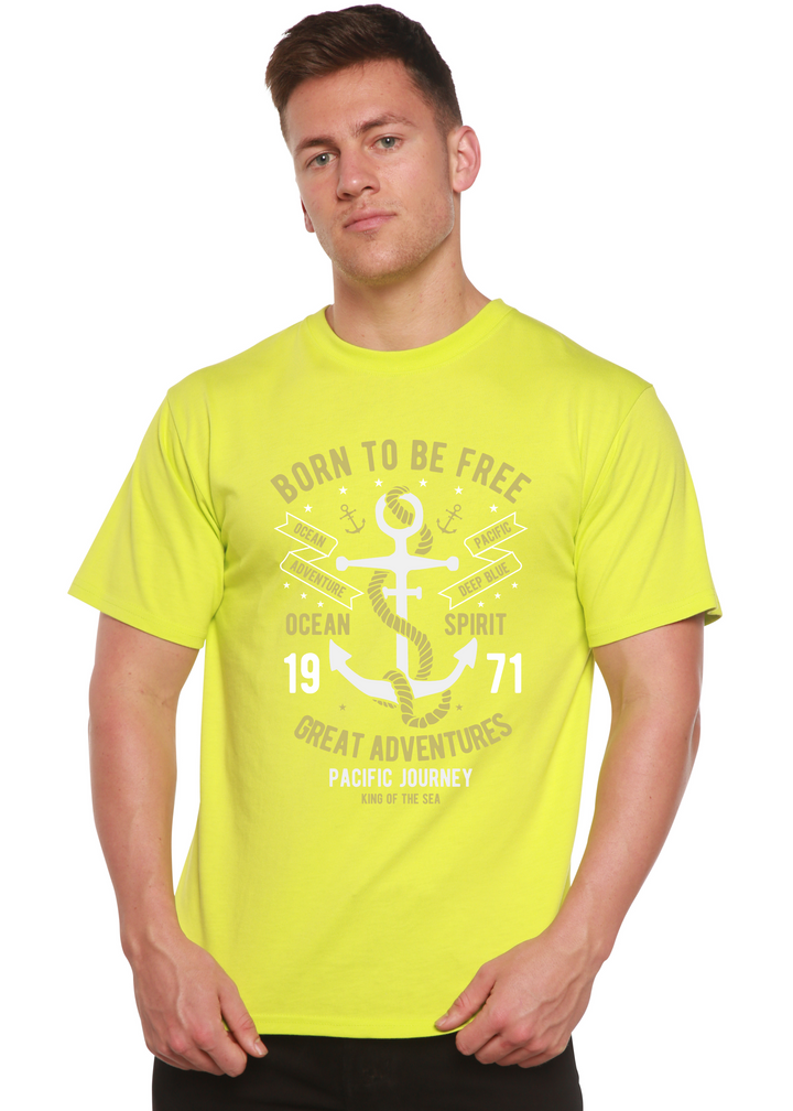 Born To Be Free men's bamboo tshirt lime punch