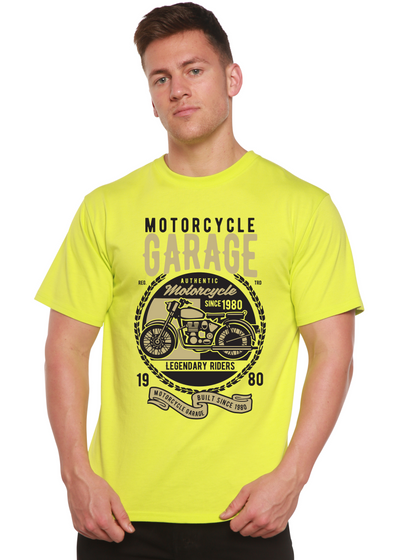Motorcycle Garage Classic men's bamboo tshirt lime punch