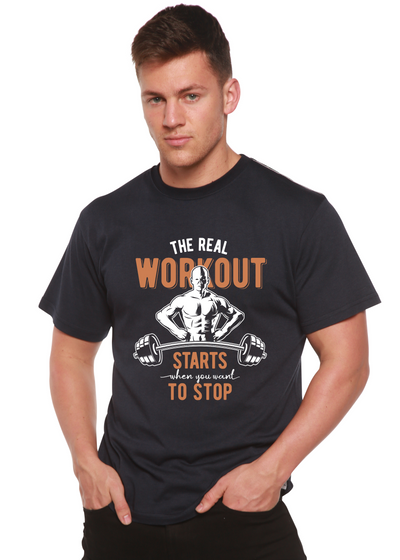 The Real Workout men's bamboo tshirt navy blue