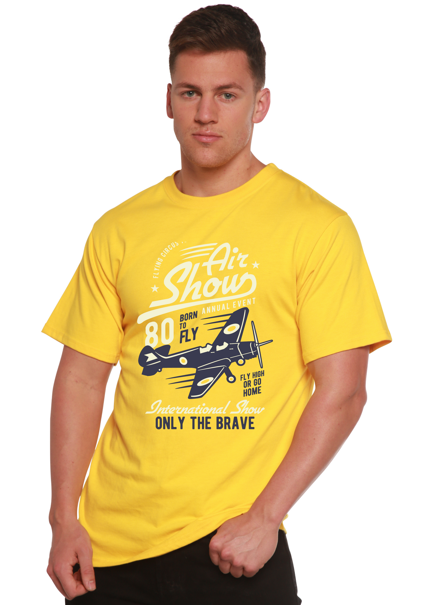 Air Show Airplane men's bamboo tshirt lemon chrome 