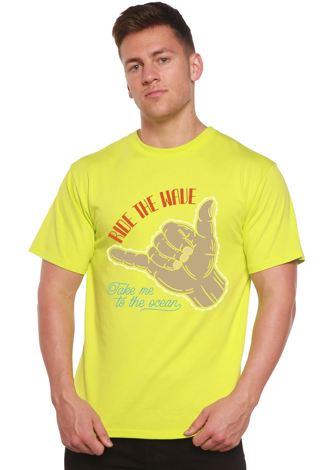Ride The Wave men's bamboo tshirt lime punch