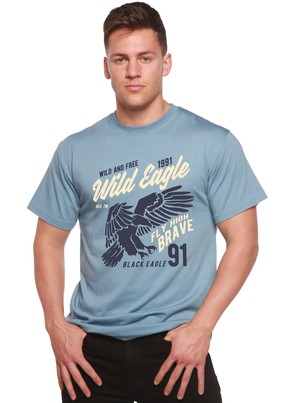 Wild Eagle men's bamboo tshirt infinity blue