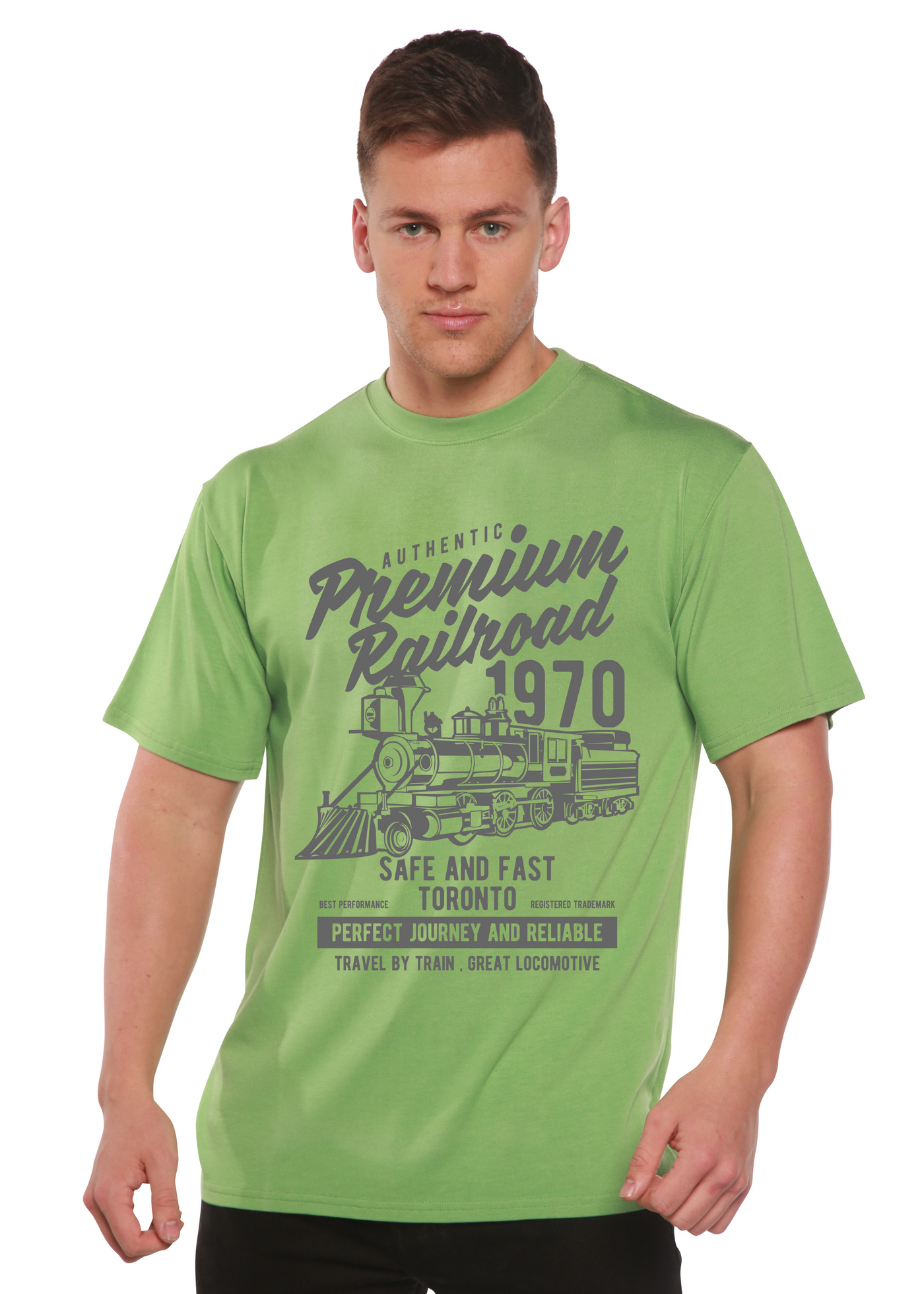 Premium Railroad men's bamboo tshirt green tea