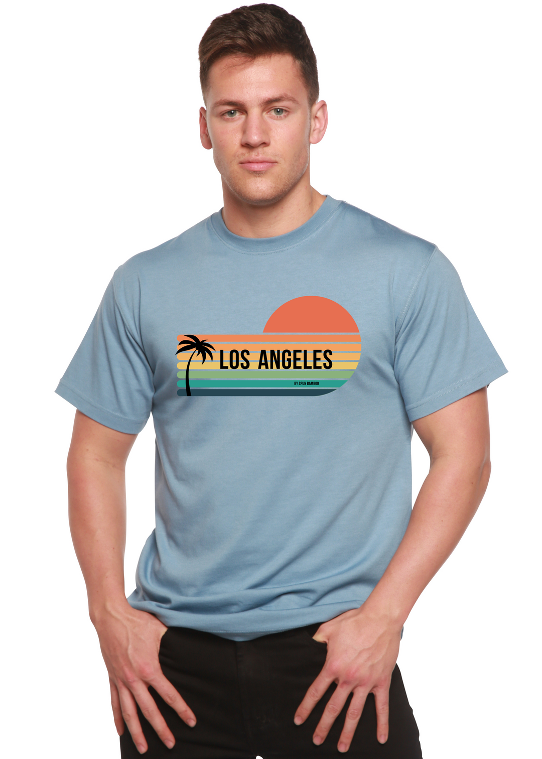 Los Angeles Spun Bamboo Unisex Graphic Bamboo T-Shirt infinity blue