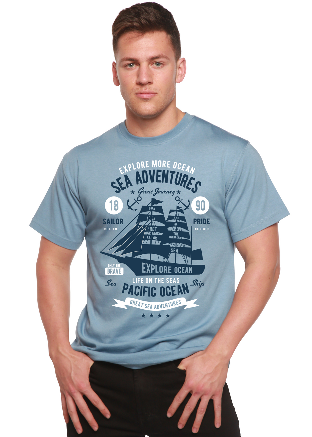 Sea Adventures men's bamboo tshirt infinity blue