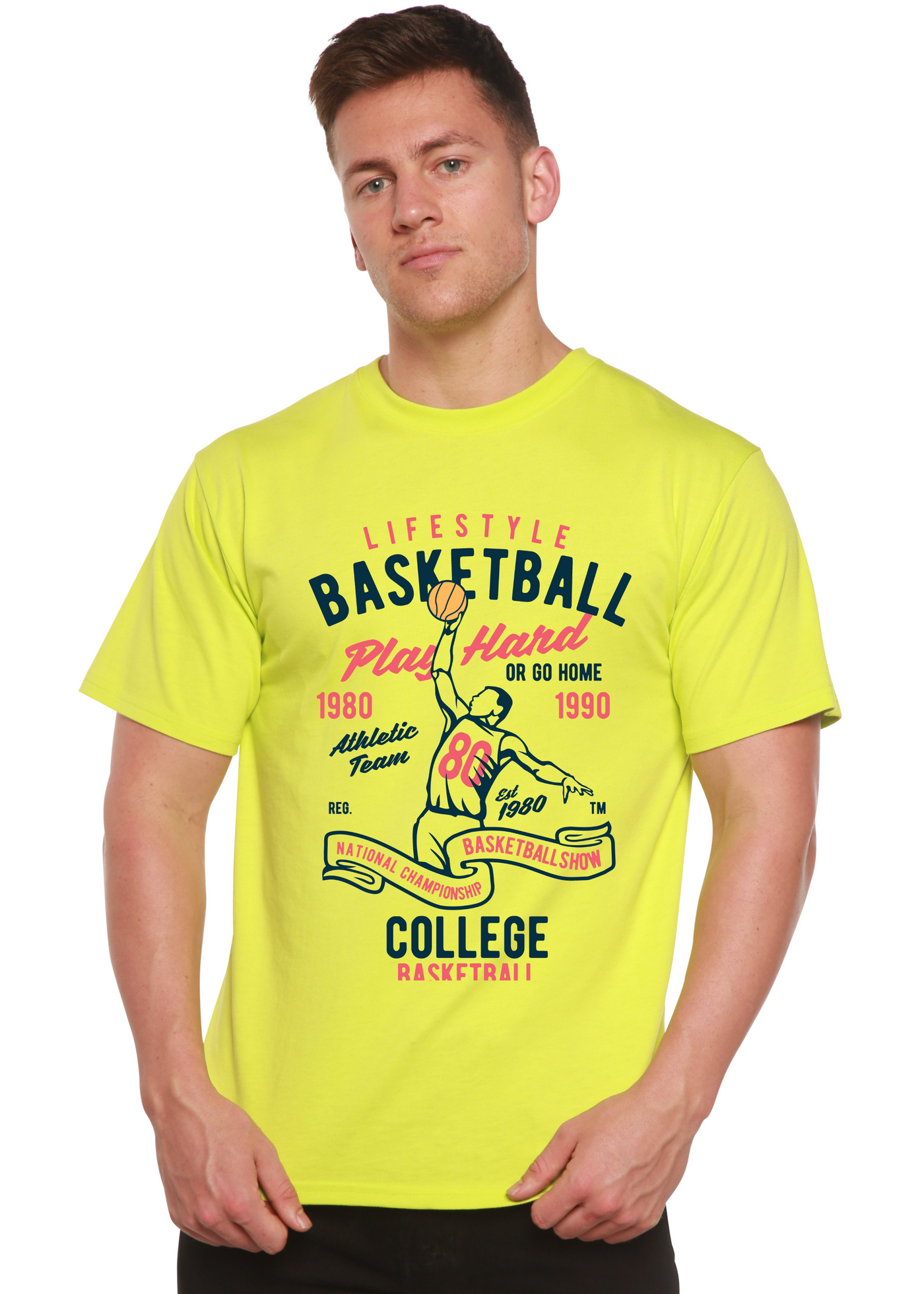 Life Style Basketball men's bamboo tshirt lime punch