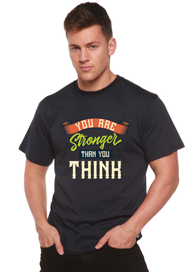 You Are Stronger Than You Think men's bamboo tshirt navy blue