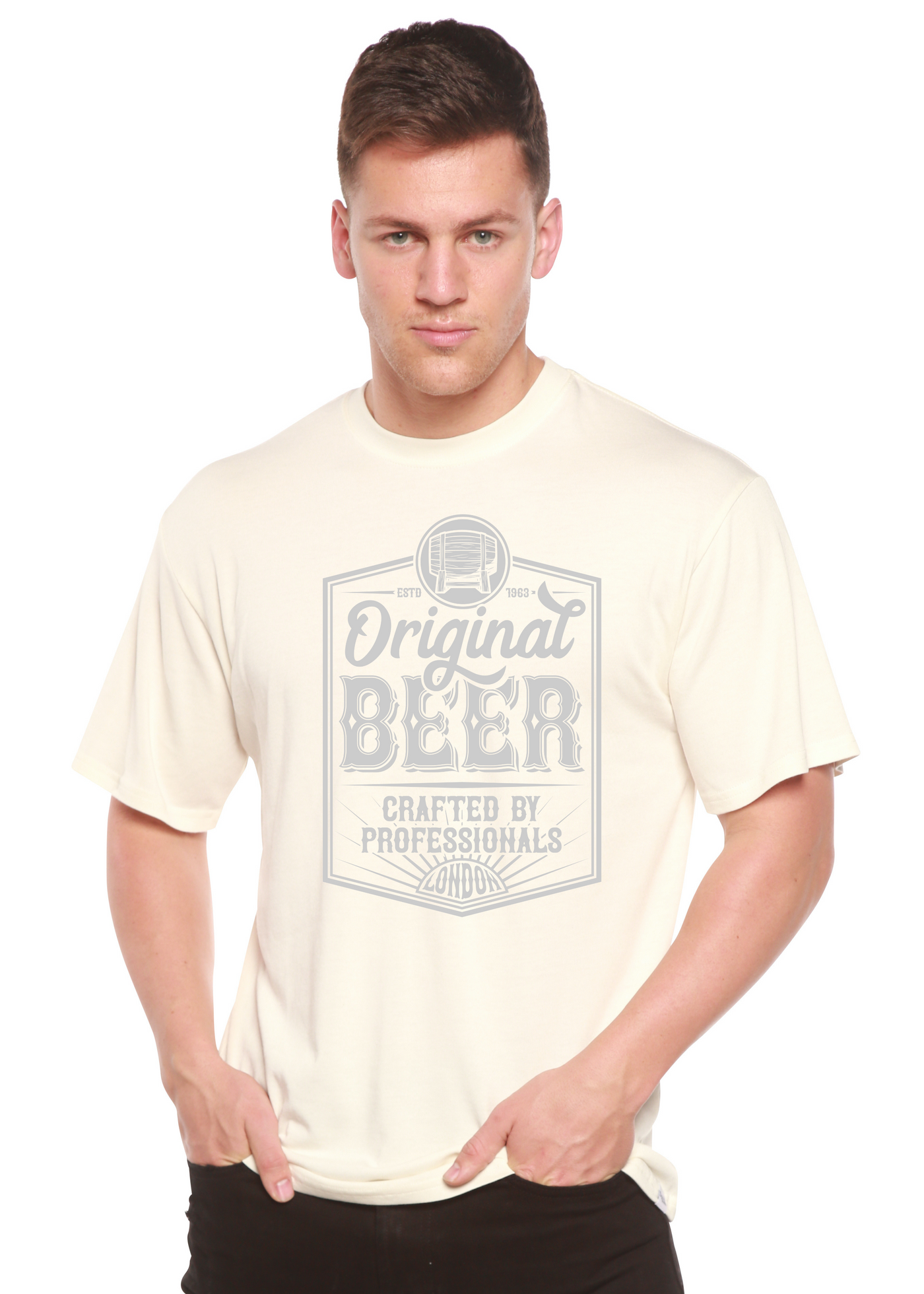 Original Beer men's bamboo tshirt white