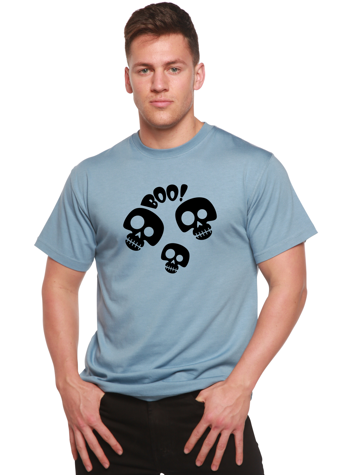 Halloween Boo Unisex Graphic Bamboo T-Shirt infinity blue