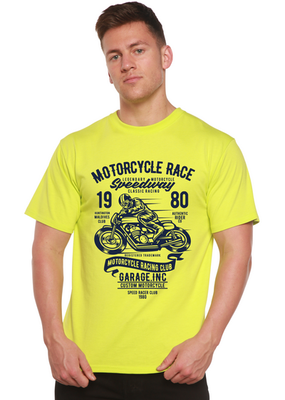 Motorcycles Race men's bamboo tshirt lime punch