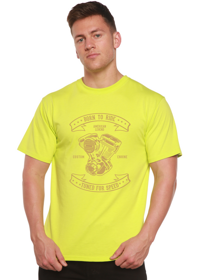 Born To Ride men's bamboo tshirt lime punch