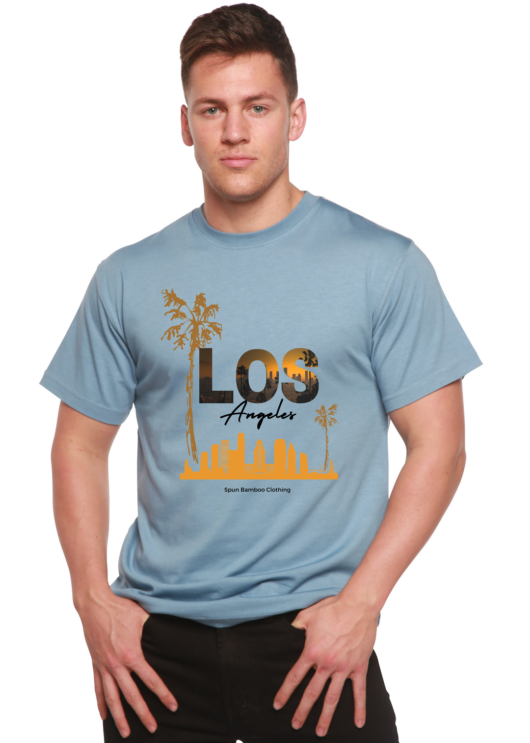 Los Angeles Unisex Graphic Bamboo T-Shirt infinity blue