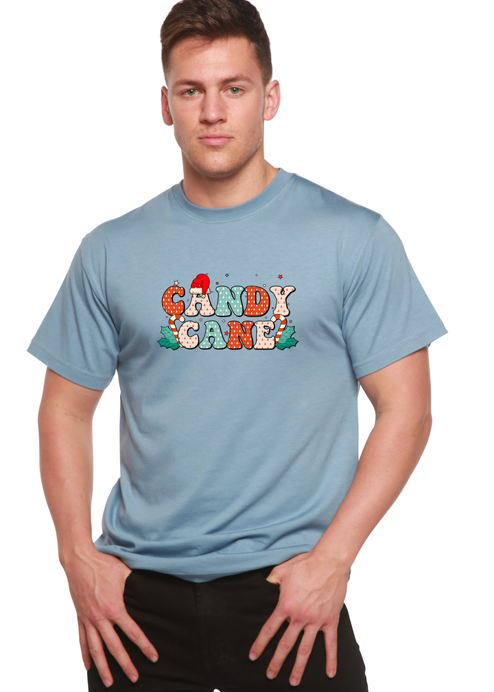Candy Cane Christmas Unisex Graphic Bamboo T-Shirt infinity blue
