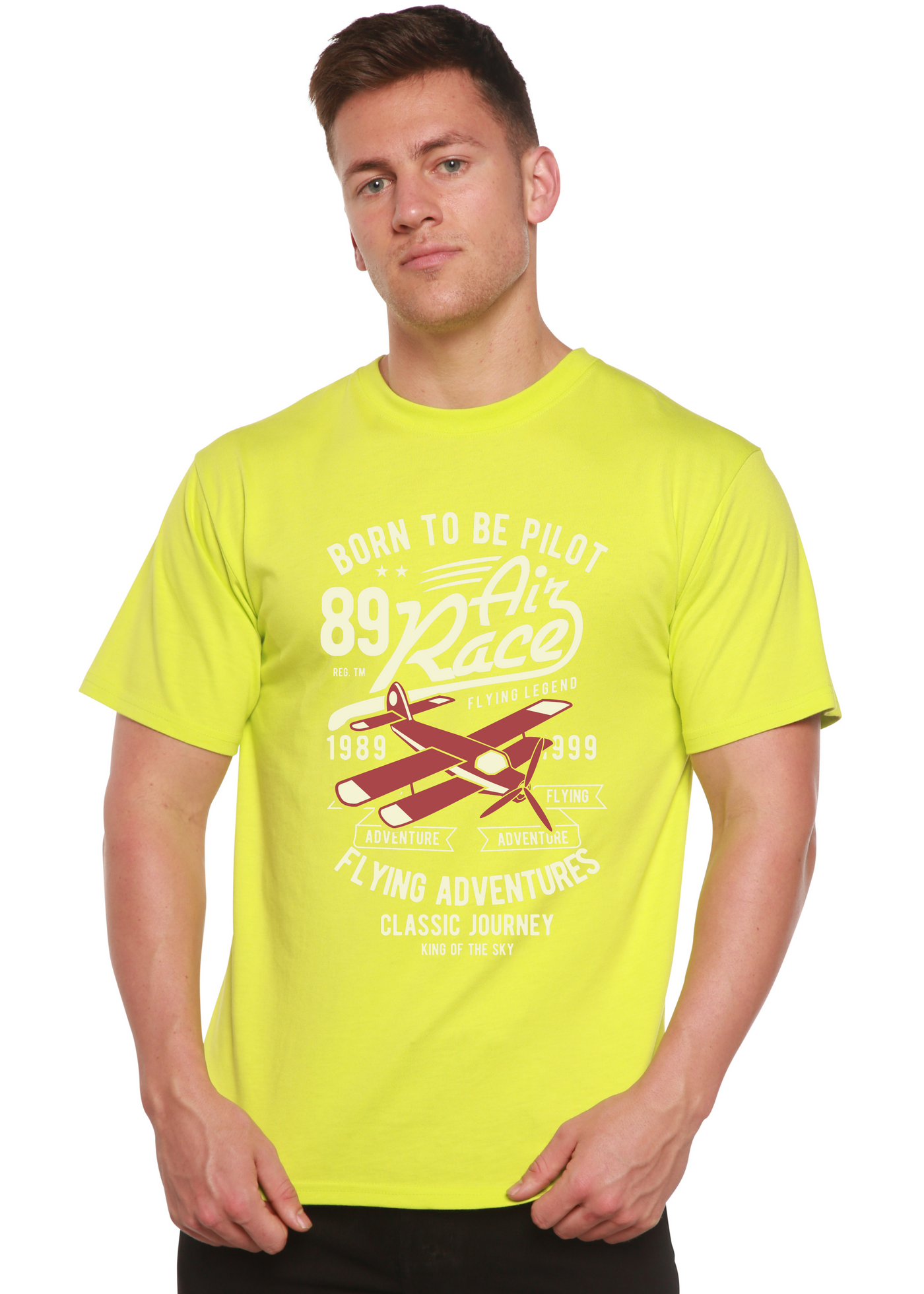 Born To Be Pilot men's bamboo tshirt lime punch