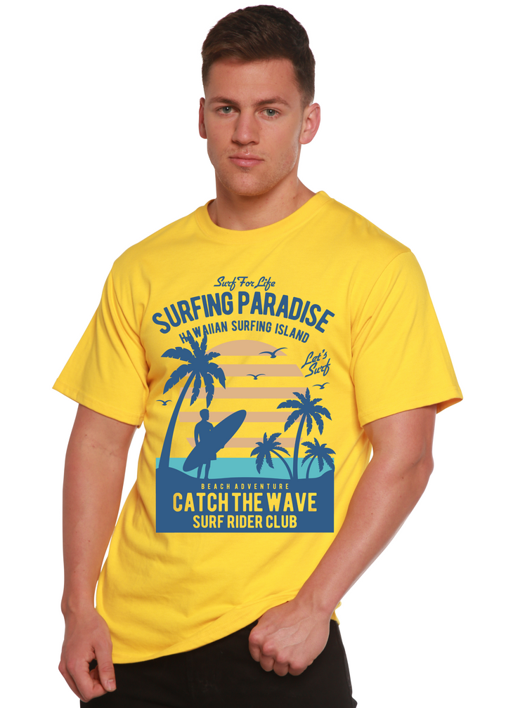 Surfing Paradis men's bamboo tshirt lemon chrome