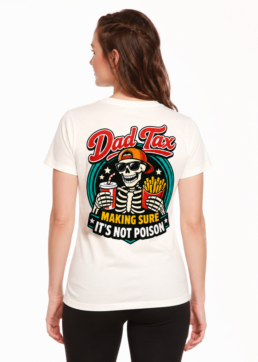 Dad Tax Skeleton Fast Food Unisex Bamboo/Cotton Graphic T-Shirt