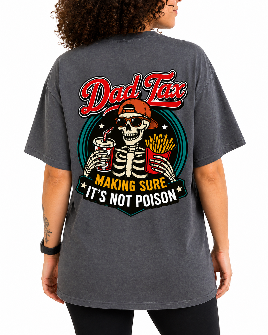 Dad Tax Skeleton Fast Food Unisex Bamboo/Cotton Graphic T-Shirt