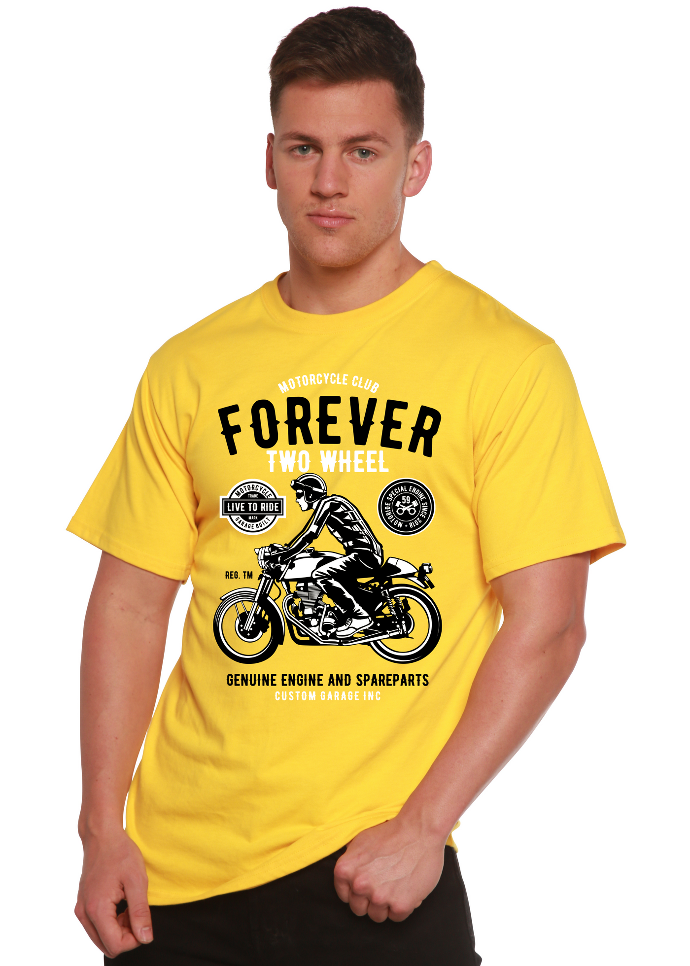 Forever Two Wheel men's bamboo tshirt lemon chrome