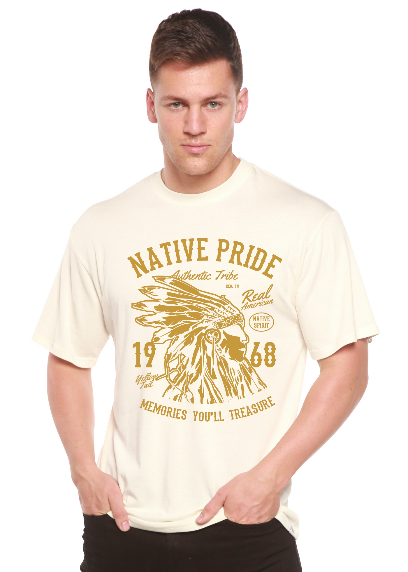 Native Pride men's bamboo tshirt white