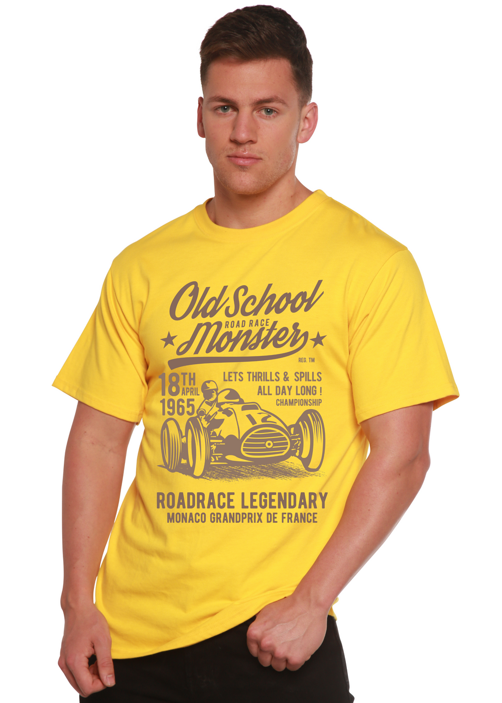 Old School Road men's bamboo tshirt lemon chrome