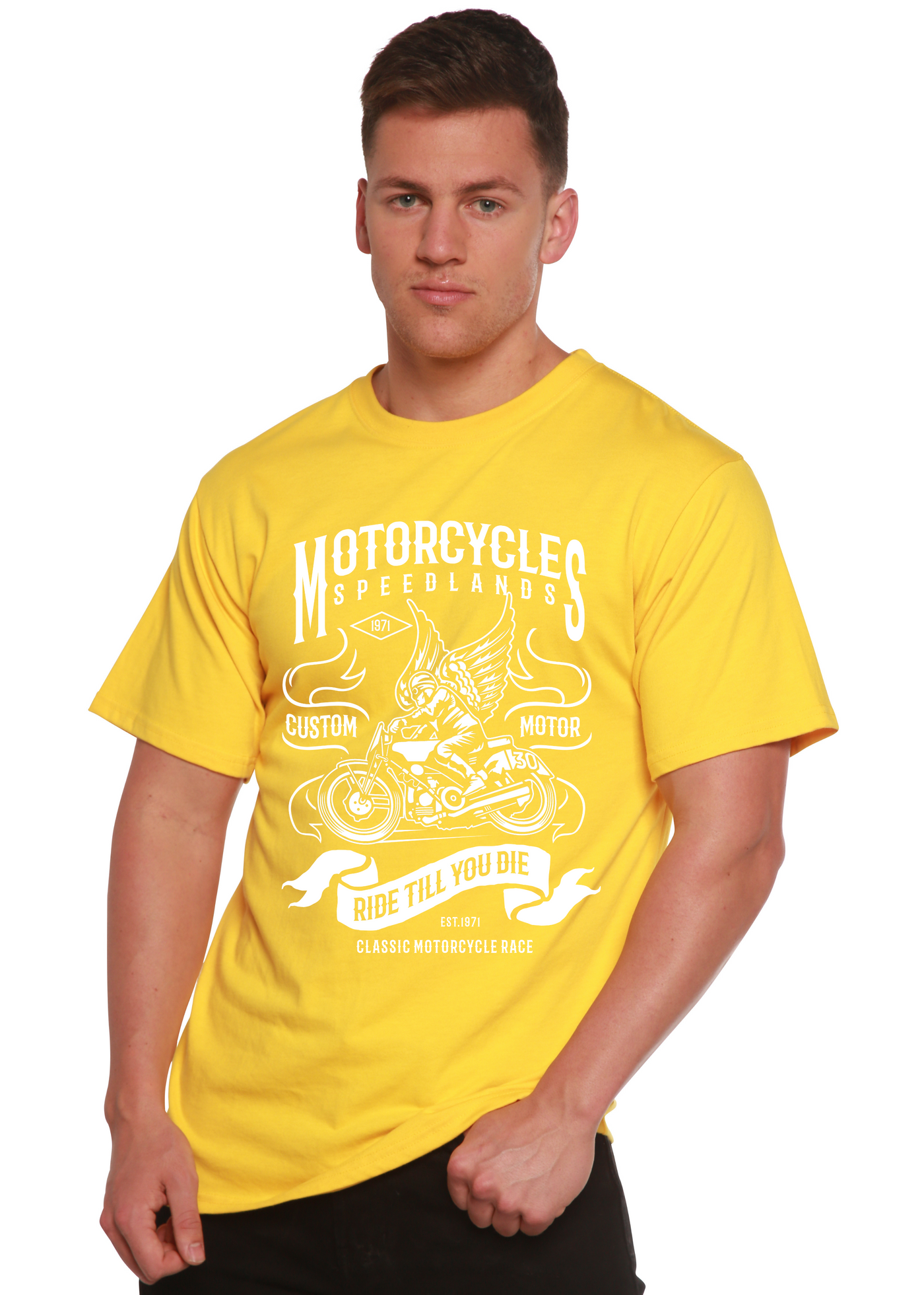 Motorcycles men's bamboo tshirt lemon chrome