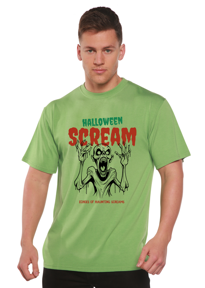 Halloween Scream Graphic Bamboo T-Shirt green tea