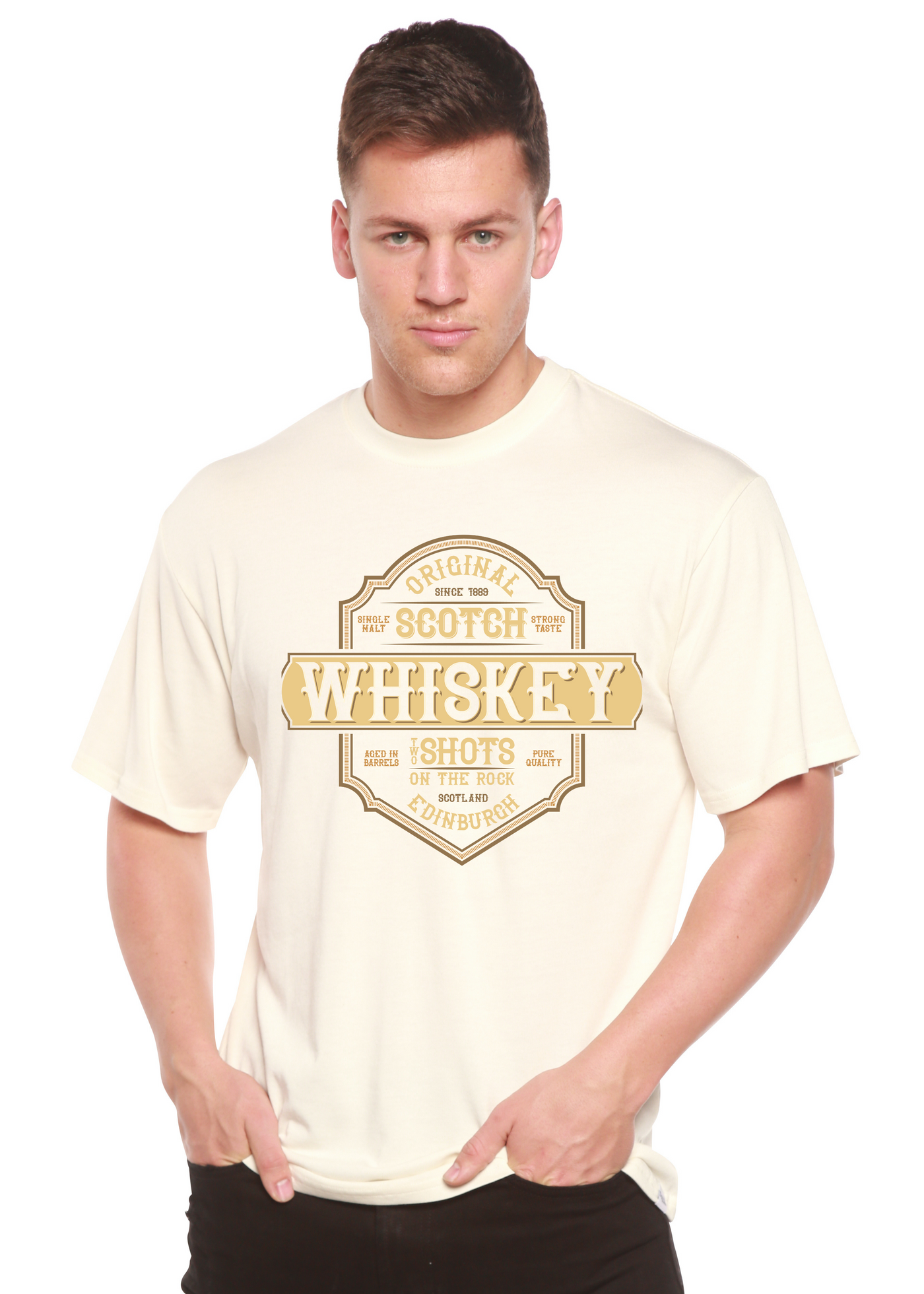 Whiskey men's bamboo tshirt white