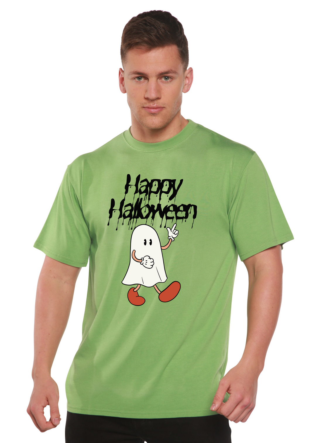 Happy Halloween Graphic Bamboo T-Shirt green tea