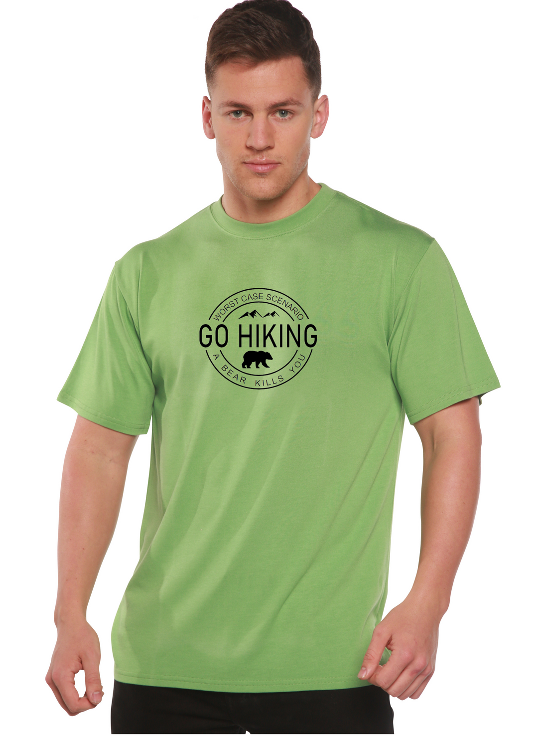 Go Hiking Graphic Bamboo T-Shirt green tea