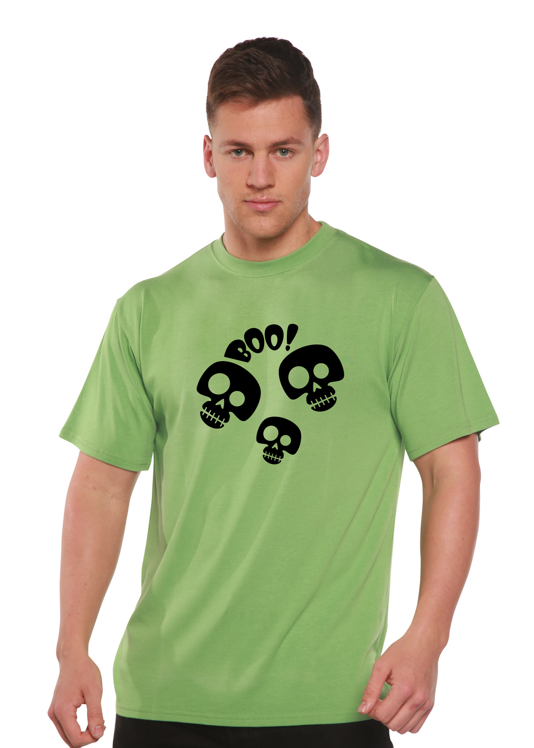 Halloween Boo Unisex Graphic Bamboo T-Shirt green tea