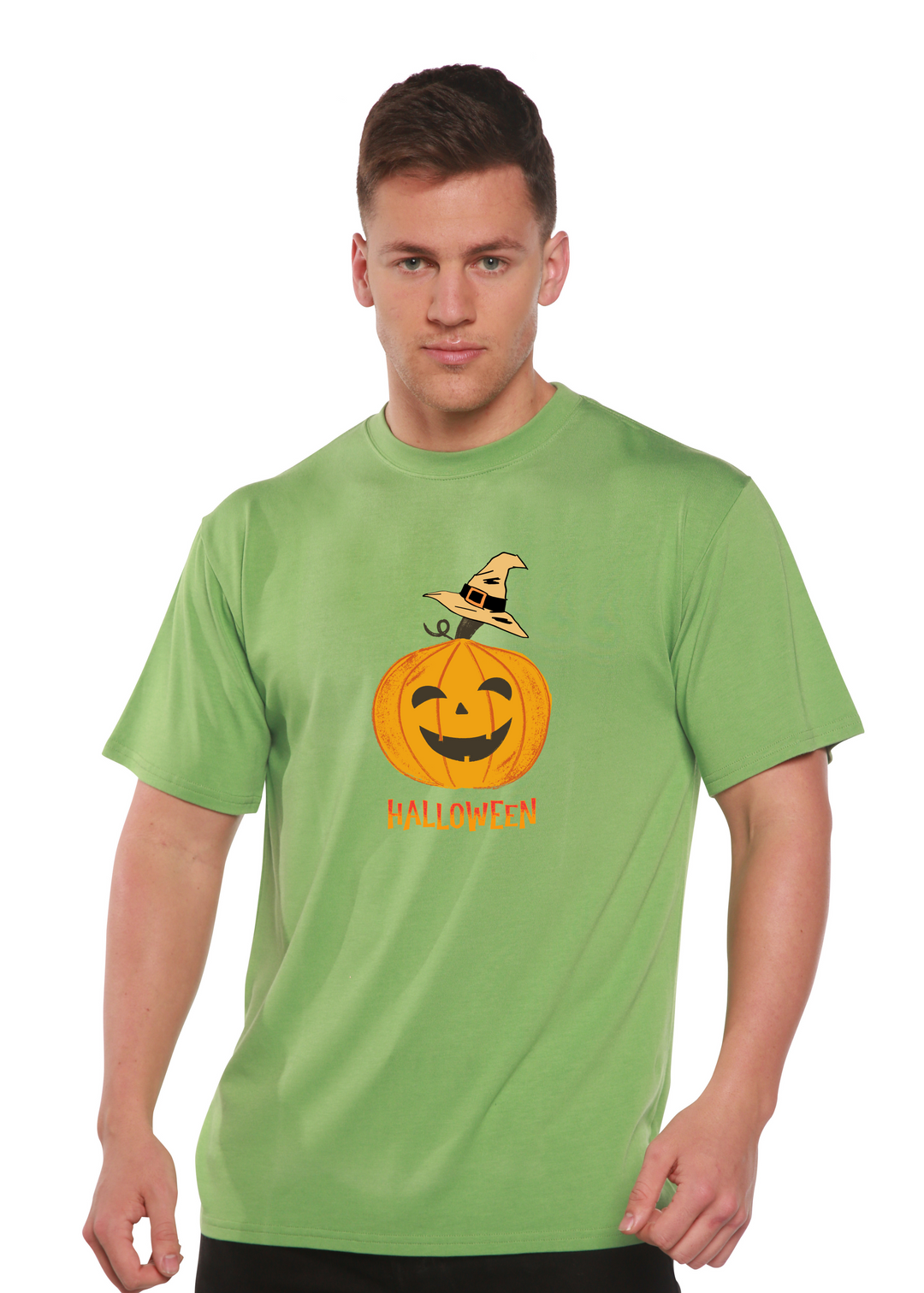 Halloween Pumpkin Unisex Graphic Bamboo T-Shirt green tea