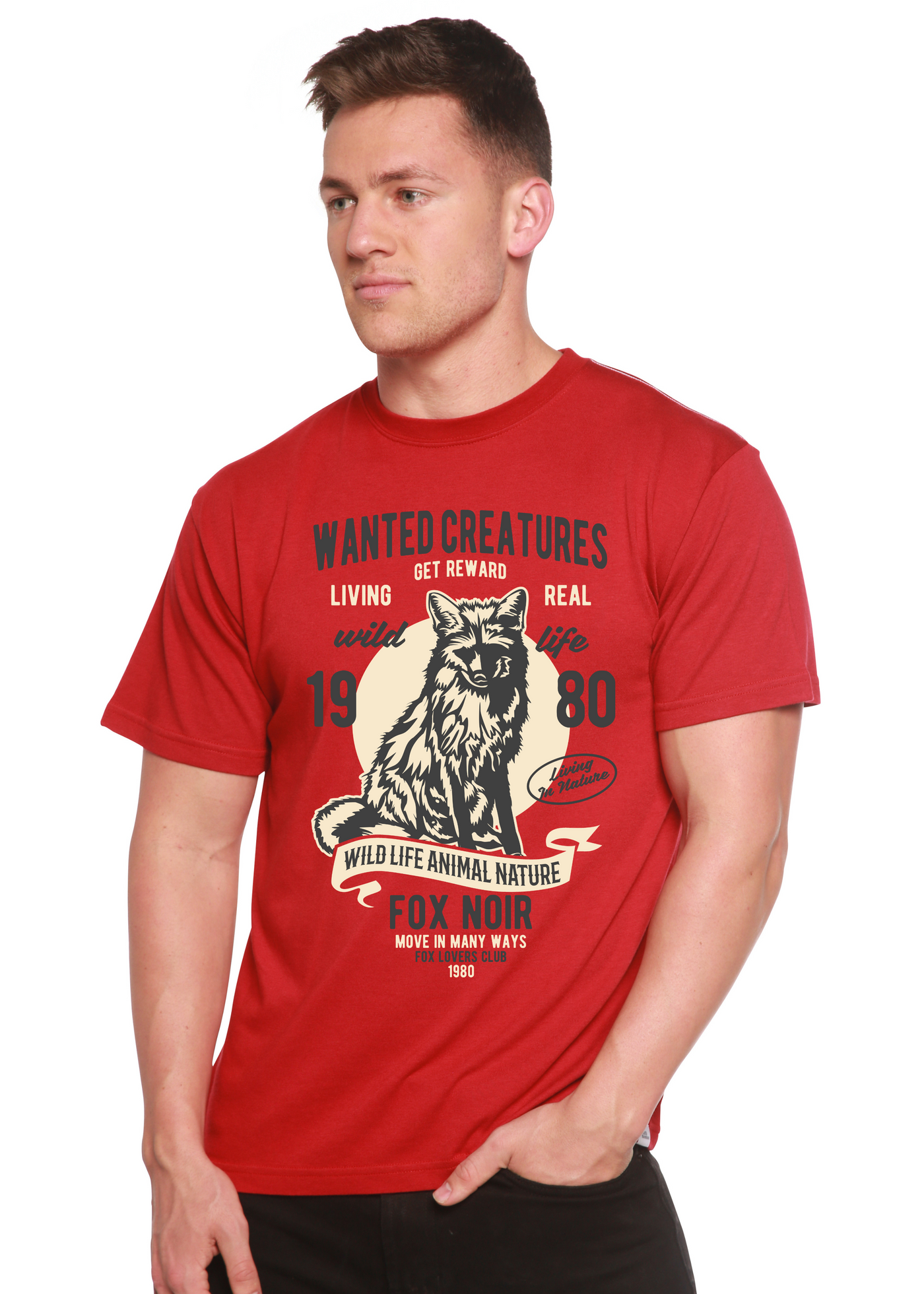 Wanted Creature men's bamboo tshirt pompeian red