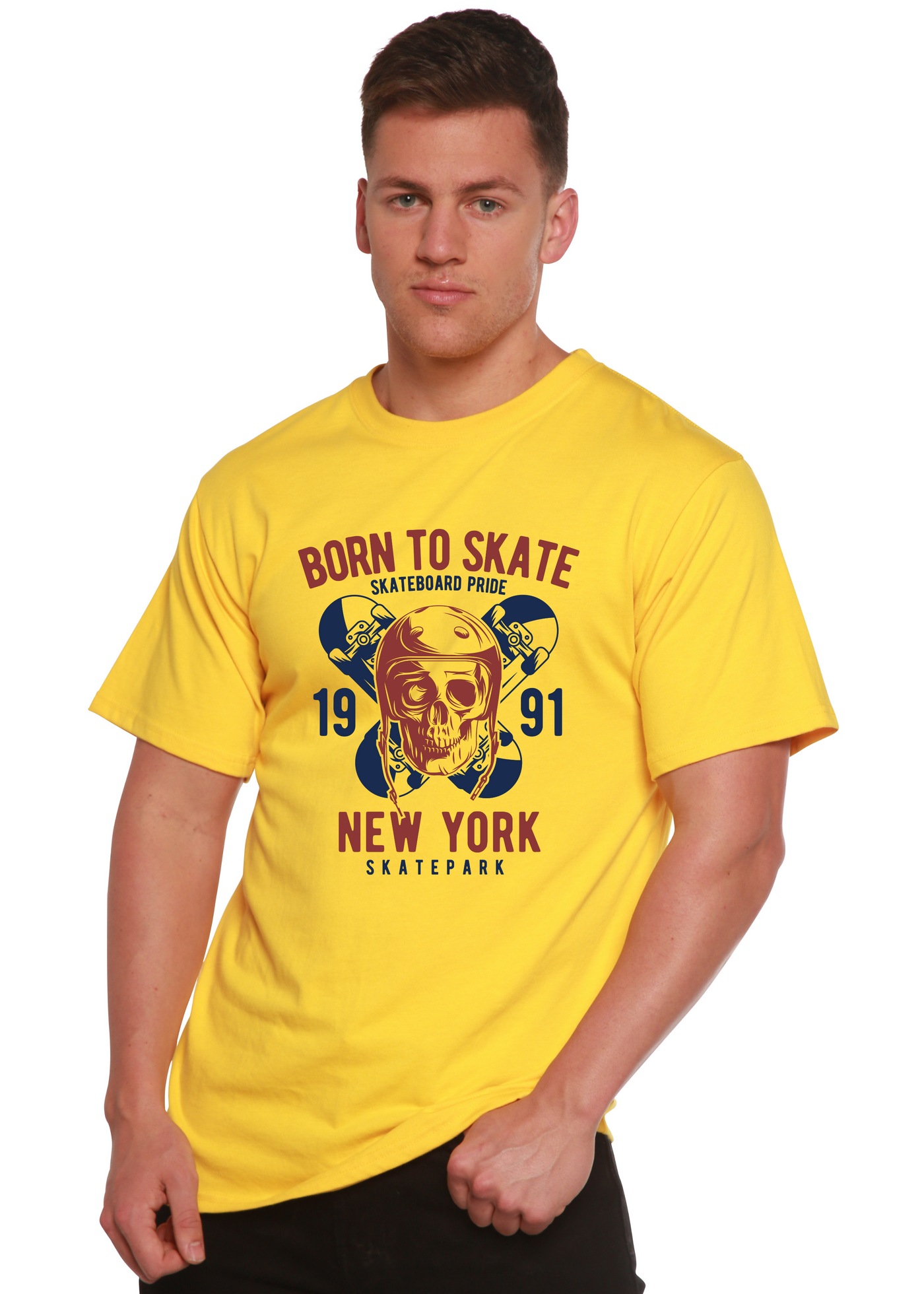 Born To Skate 1991 New York men's bamboo tshirt lemon chrome