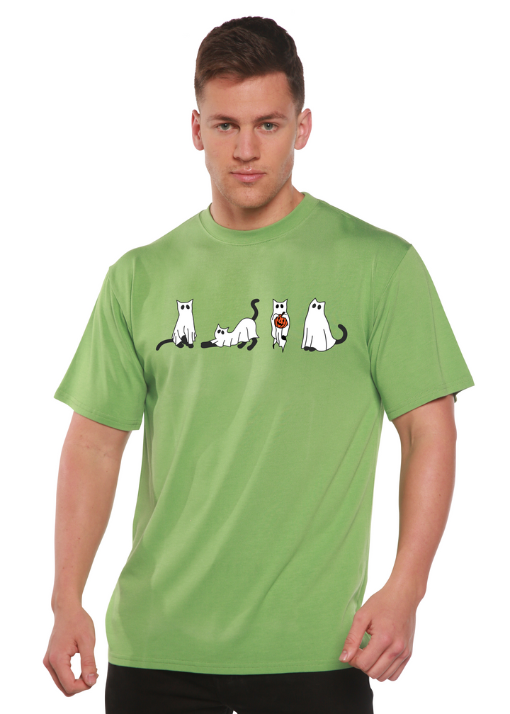 Halloween Cats Graphic Bamboo T-Shirt green tea