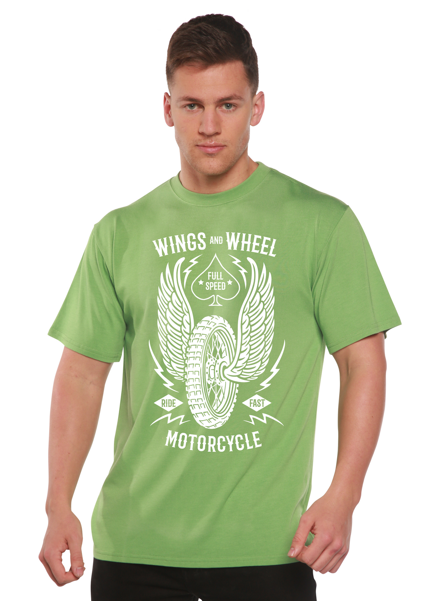 Wings And Wheel men's bamboo tshirt green tea