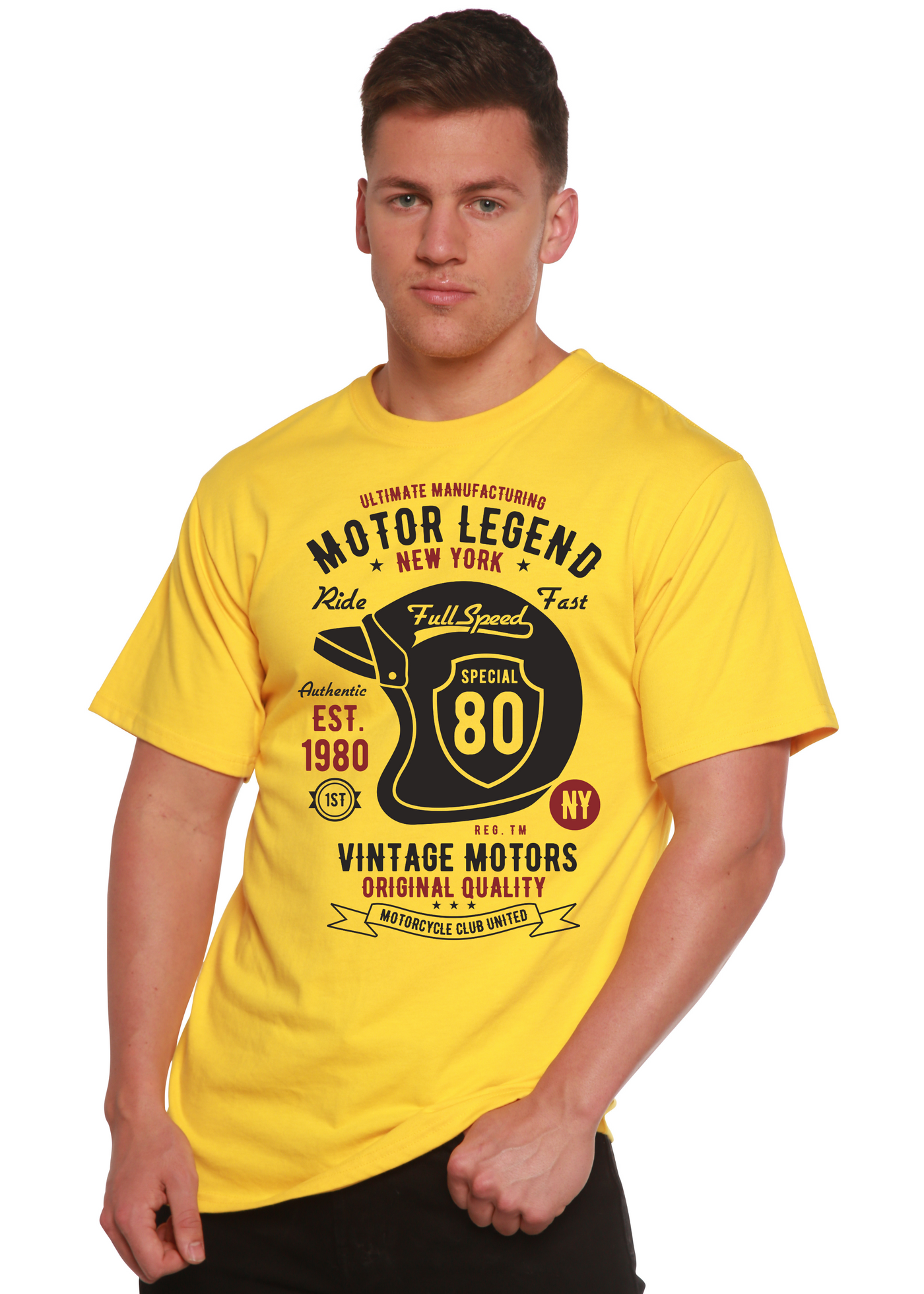 Motor Legend Helmet men's bamboo tshirt lemon chrome