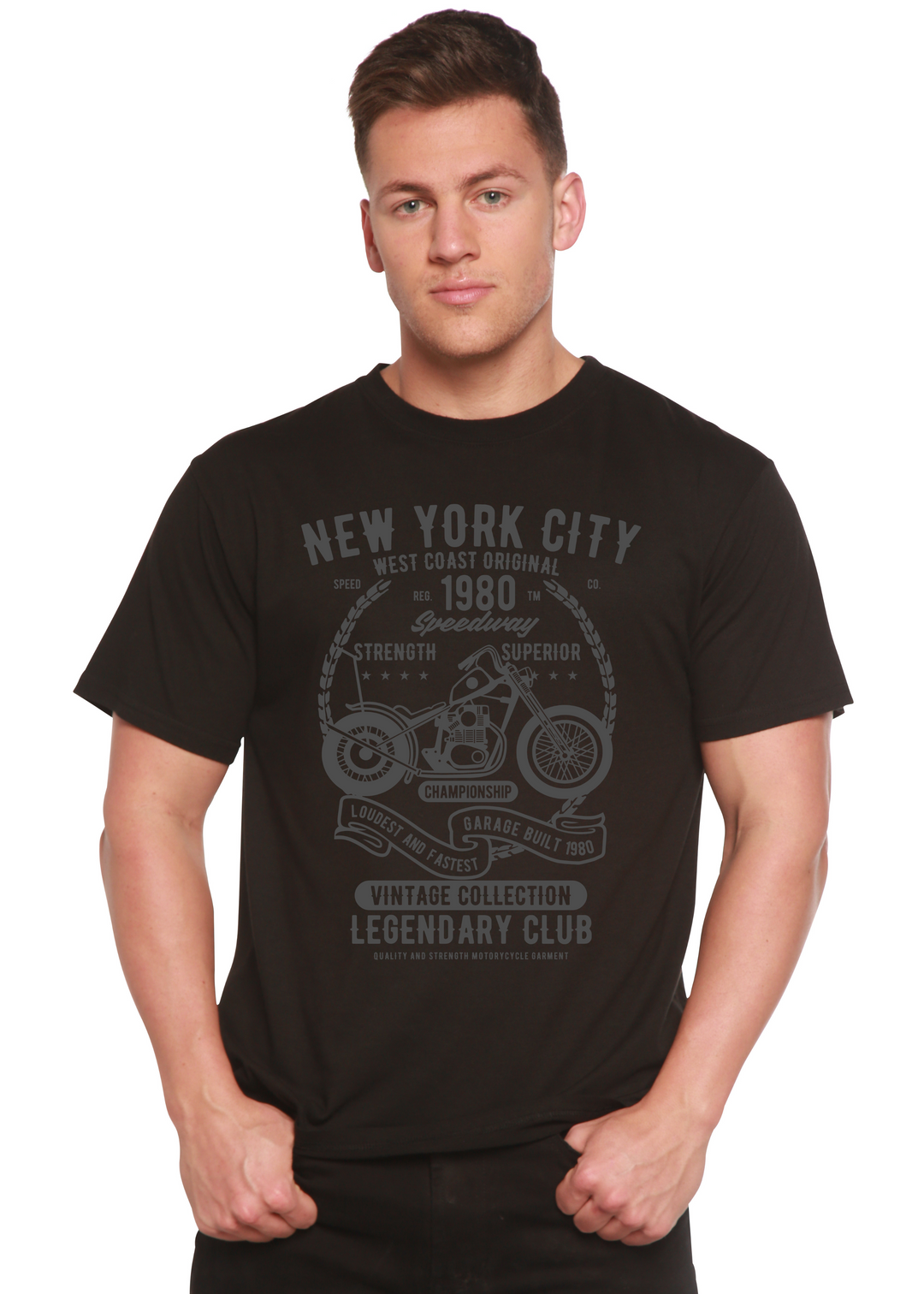 New York City men's bamboo tshirt black