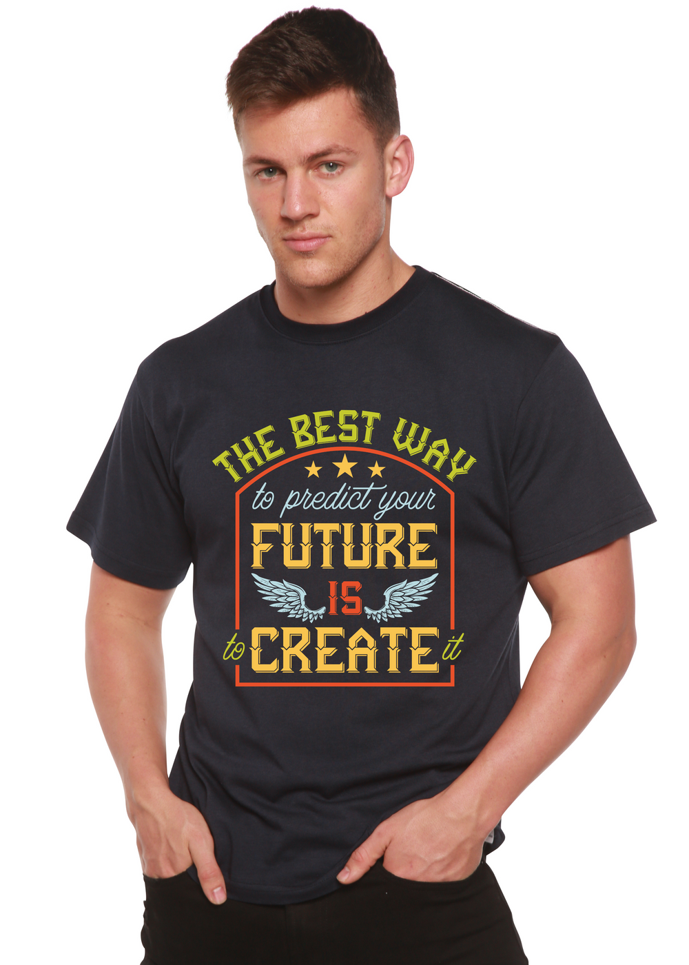Future is Create men's bamboo tshirt navy blue