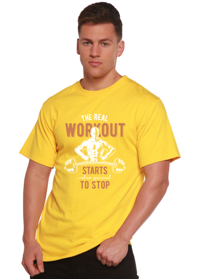 The Real Workout men's bamboo tshirt lemon chrome