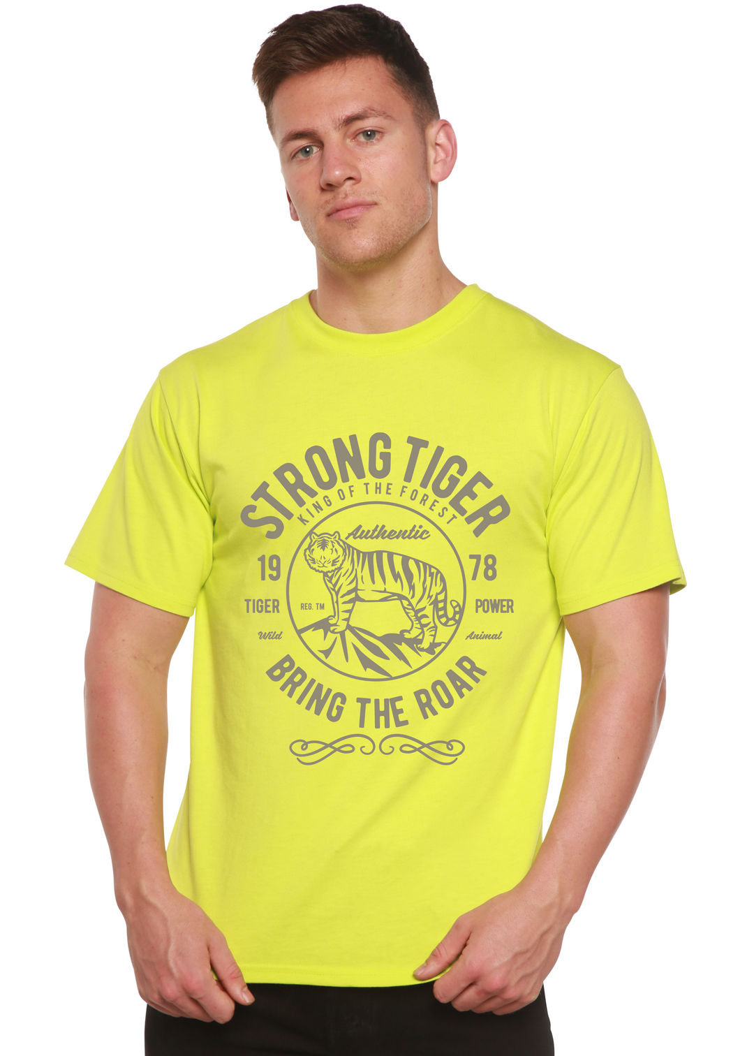 Strong Tiger men's bamboo tshirt lime punch