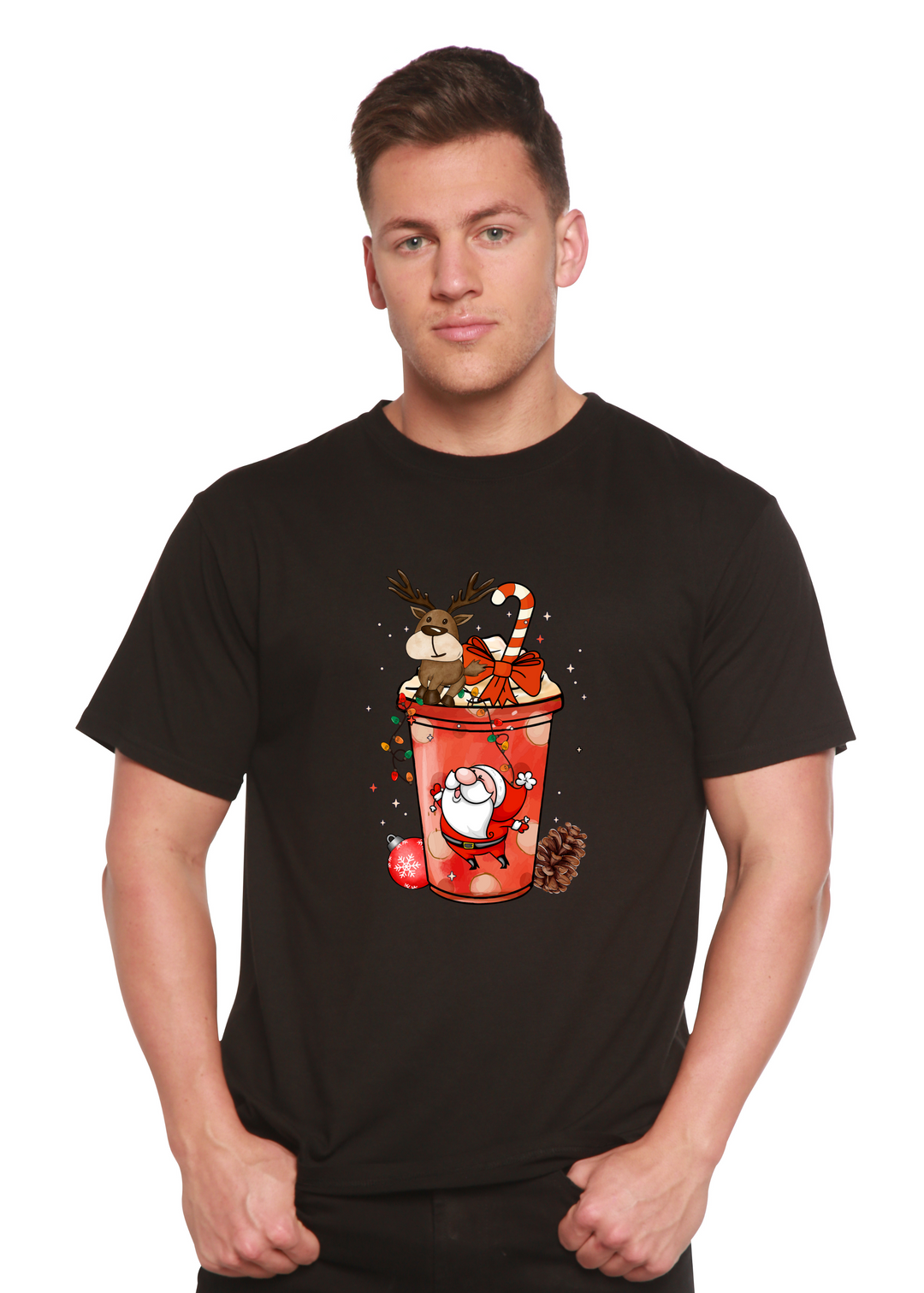 Holly Jolly Christmas Unisex Graphic Bamboo T-Shirt black