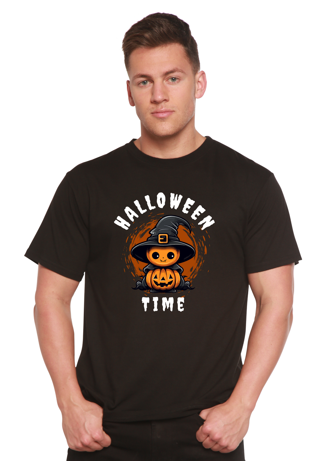 Halloween Time Unisex Graphic Bamboo T-Shirt black