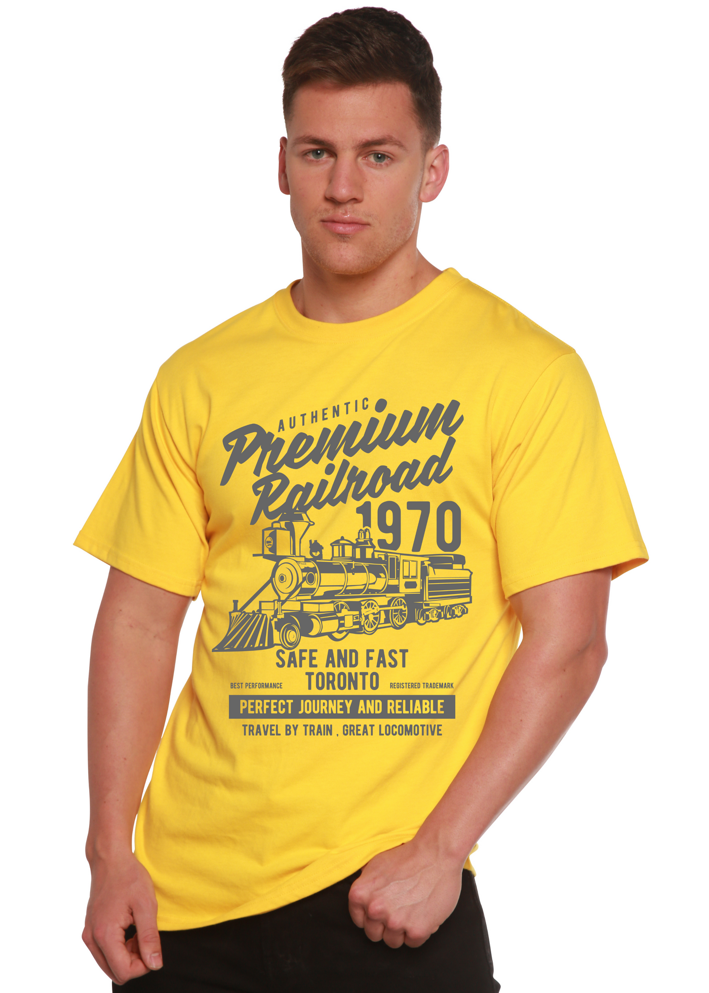 Premium Railroad men's bamboo tshirt lemon chrome