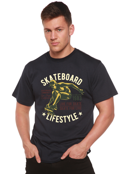 Skateboard Lifestyle men's bamboo tshirt navy blue
