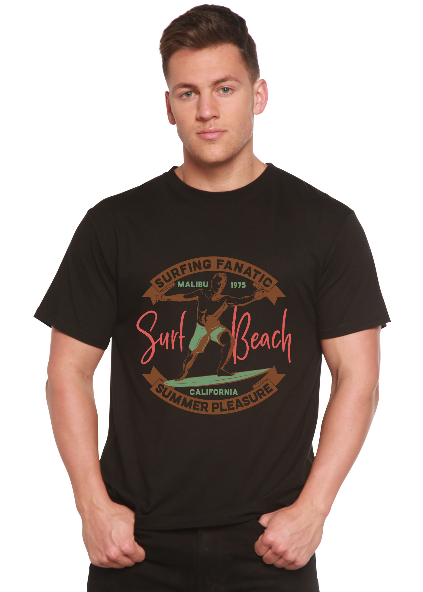 Surf Beach men's bamboo tshirt black